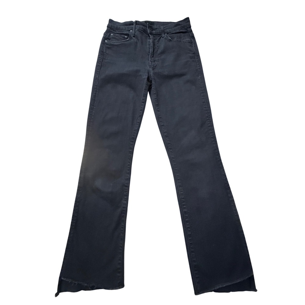 Mother Insider Crop Step Fray Jeans Not Guilty Black High Rise Flare Size 27